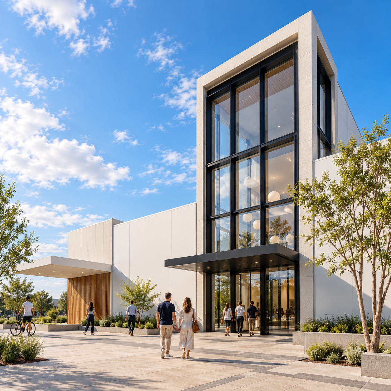 Sunny Modern Civic Building Entrance